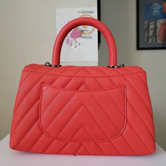 Chanel coco handle mini red chevron bag - Picture 6 of 15